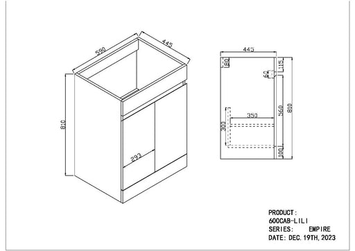 Catania Green Unit & Basin 600mm - Bathroom Warehouse