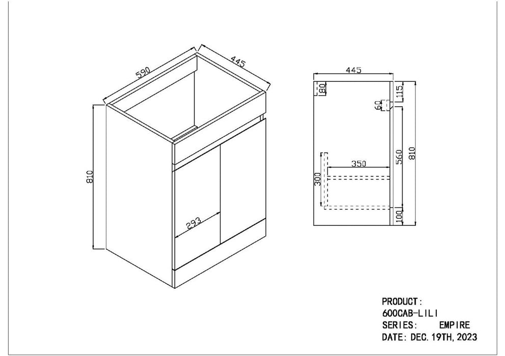 Catania Green Unit & Basin 600mm - Bathroom Warehouse