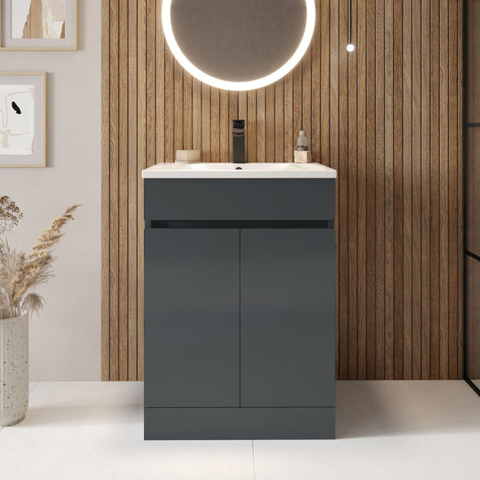 Catania Unit & Basin 600mm Anthracite - Bathroom Warehouse