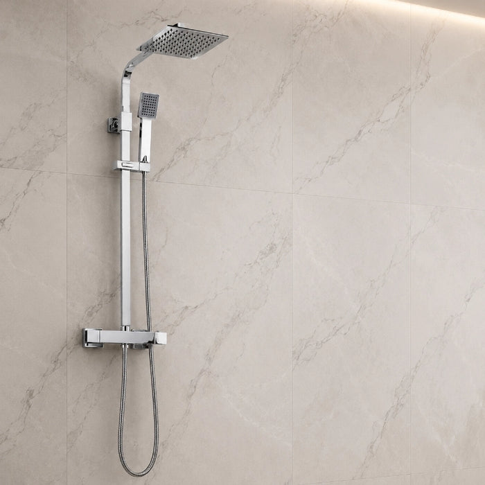 Flow Square Thermostatic T-Bar Drench Shower - Chrome