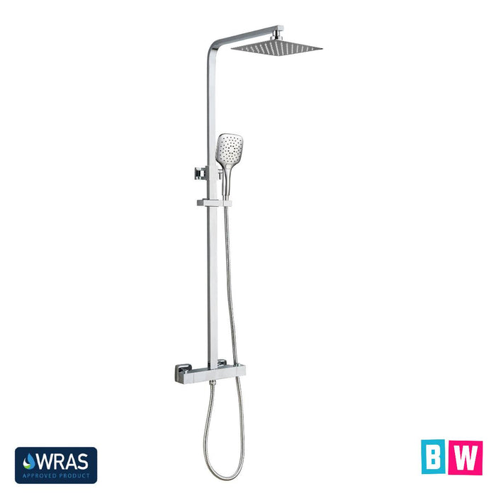 Premium T Bar Shower Set - Square Chrome