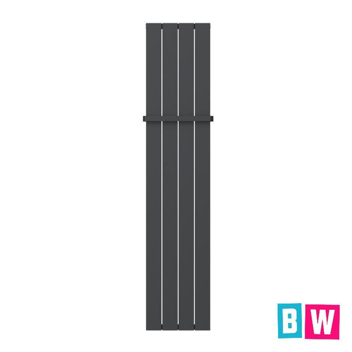 Cordoba Anthracite 375mm Aluminium Vertical Radiator - Inc. Towel Rail - Bathroom Warehouse