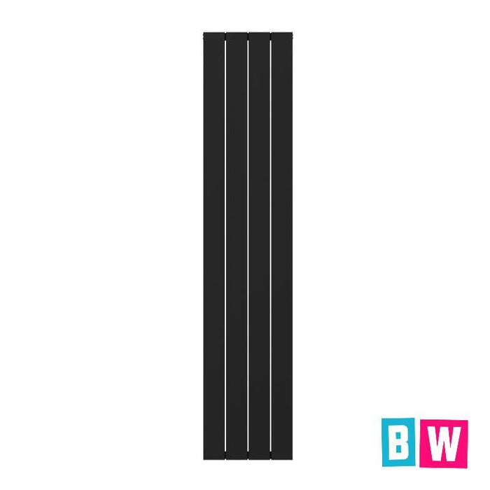 Cordoba Black Aluminium Vertical Radiator 1800x375mm Single - Inc. Towel Rail - Bathroom Warehouse