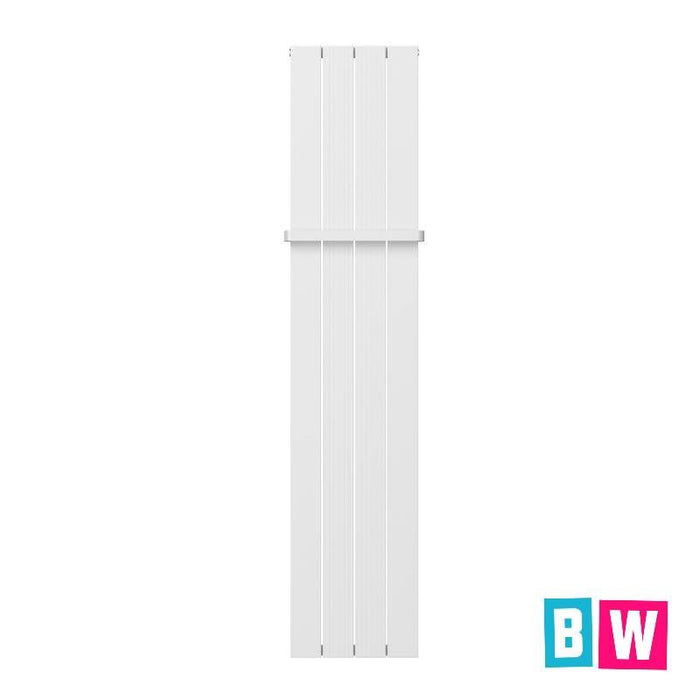 Cordoba White Aluminium Vertical Radiator 1800x375mm Single - Inc. Towel Rail - Bathroom Warehouse