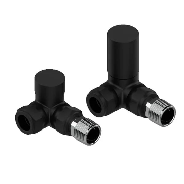 Corner Black Radiator Valves - Bathroom Warehouse