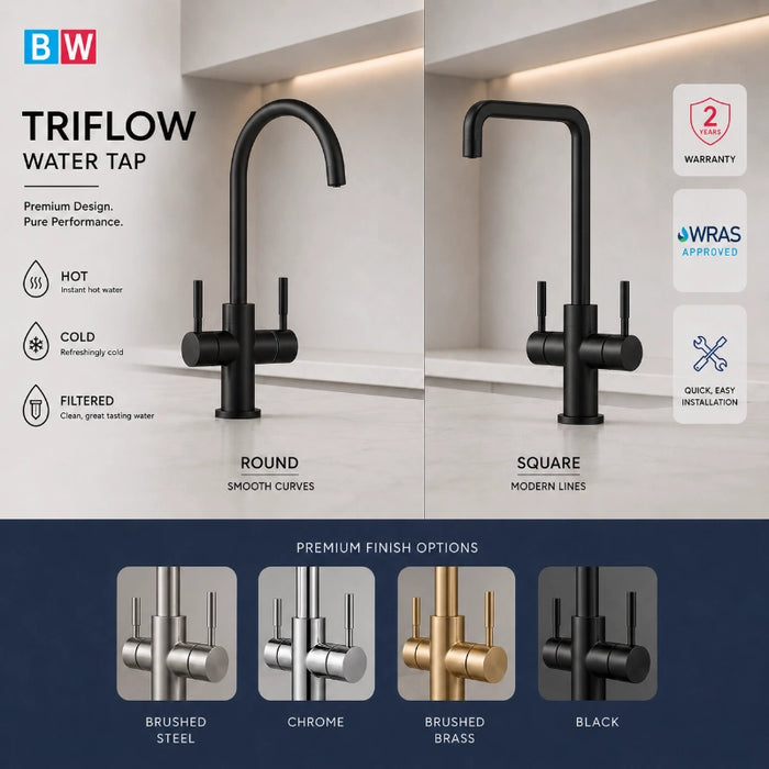 Triflow Square 3-in-1 Kitchen Tap - Black