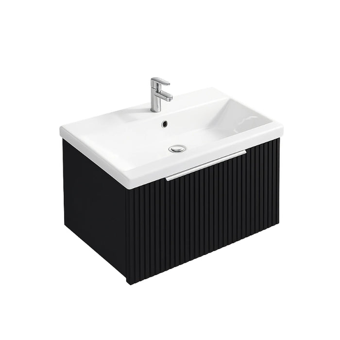 Murano 600mm Fluted Wall Hung Vanity Unit with Basin - Black