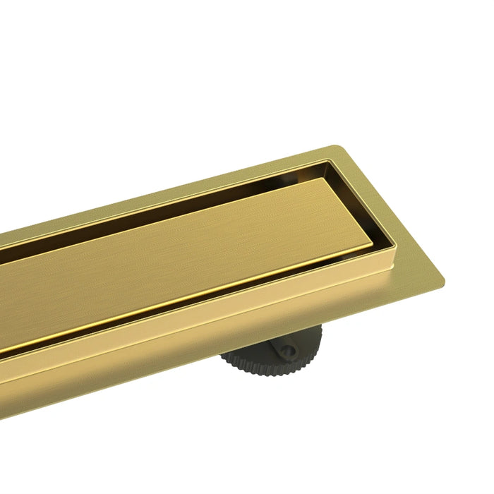 Tile Insert Linear Shower Drain 600mm - Brushed Brass