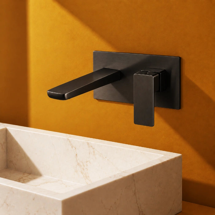 Ravena Wall Mounted Basin Tap - Black