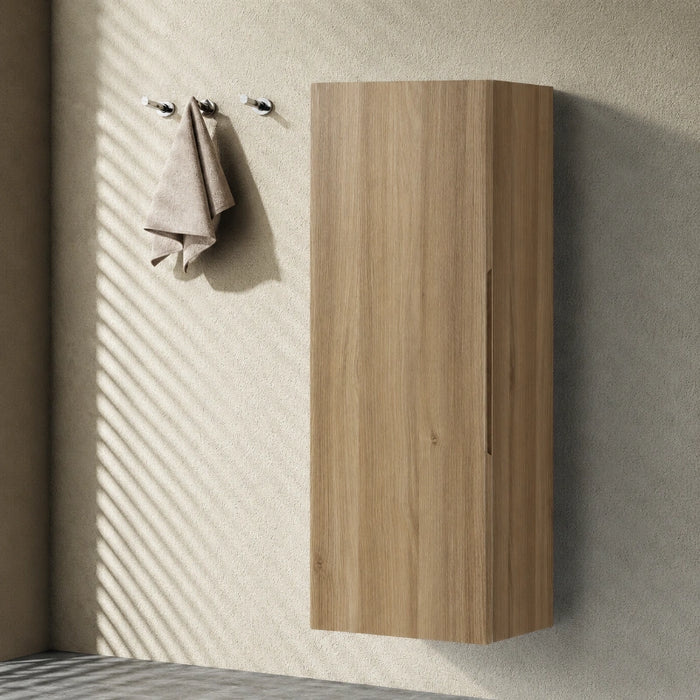 900mm Wall Mounted Tall Storage Cabinet - Country Oak