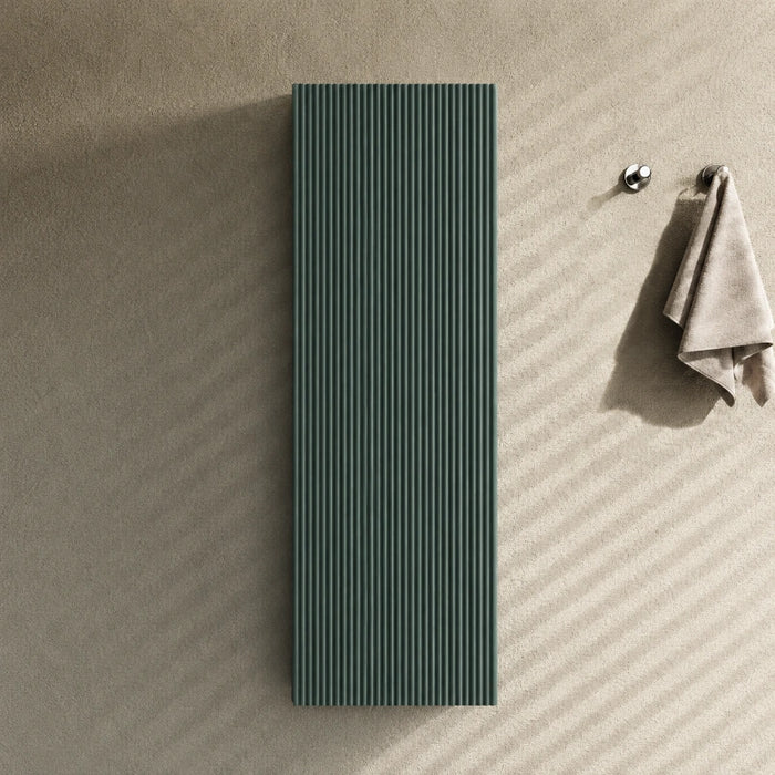 Fluted 900mm Wall Mounted Tall Storage Cabinet - Smoked Sage