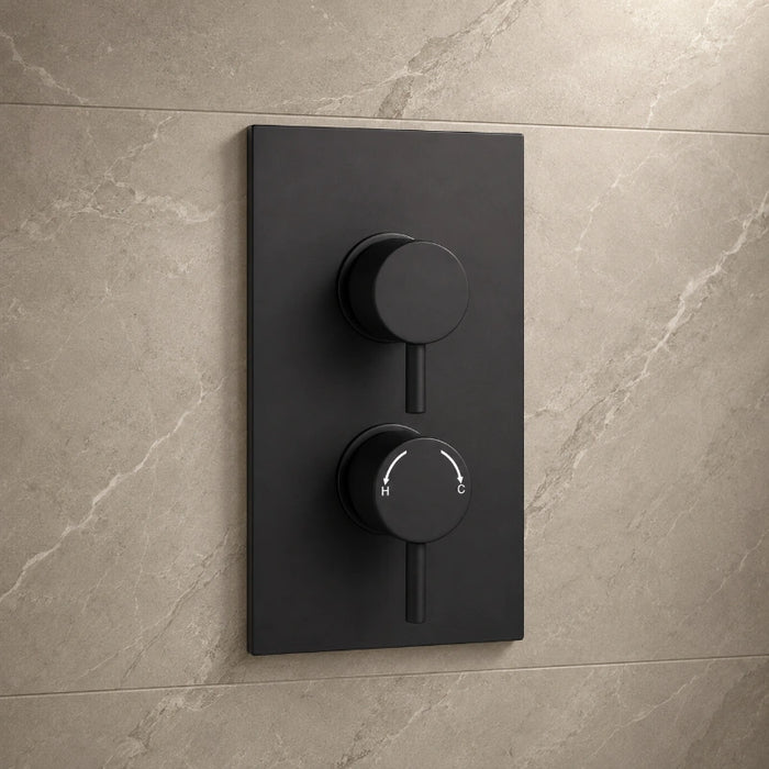 Premium Round Concealed Thermostatic 2 Oulets Shower Valve - Black