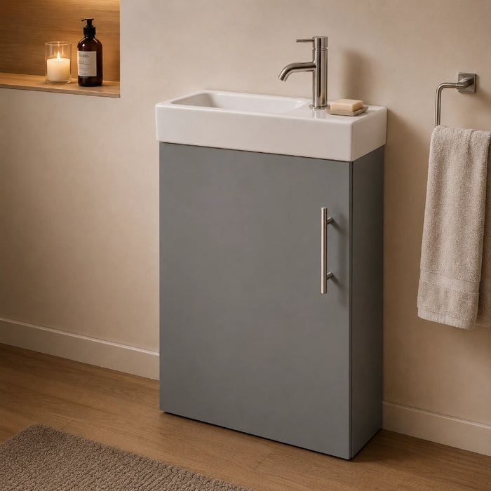 Flow 400mm Wall Hung Vanity Unit with Basin - Matt Stone Grey