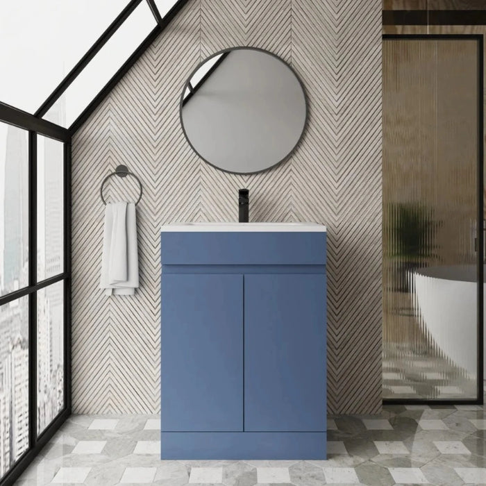 Catania 600mm Floor Standing Vanity with Cabinet and Basin - Blue