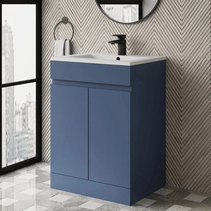 Catania 600mm Floor Standing Vanity with Cabinet and Basin - Blue