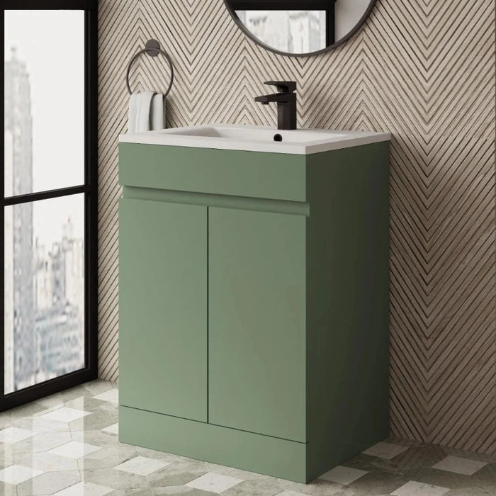 Catania 600mm Floor Standing Vanity with Basin - Green