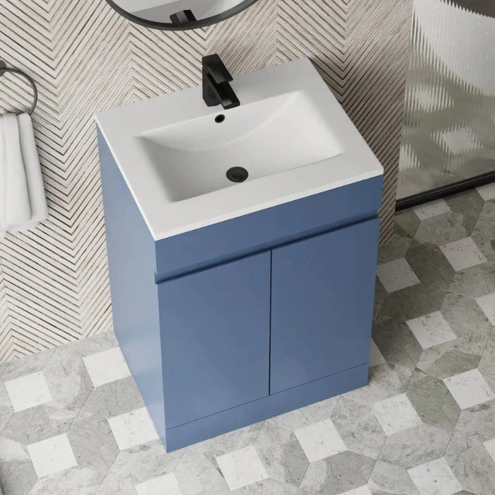 Catania 600mm Floor Standing Vanity with Cabinet and Basin - Blue