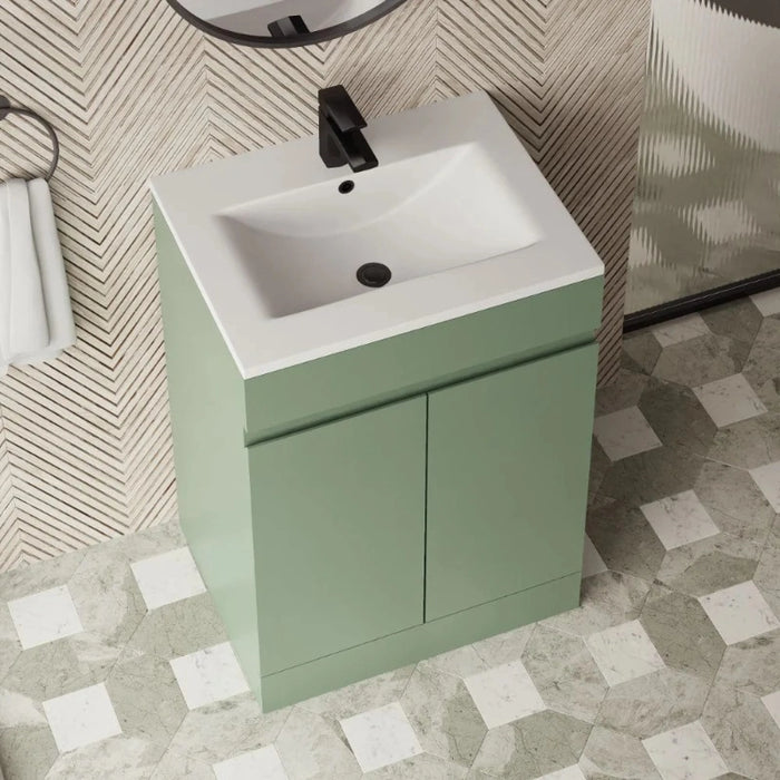 Catania 600mm Floor Standing Vanity with Basin - Green