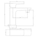 Brushed brass shower and basin tap set, technical side view dimensions