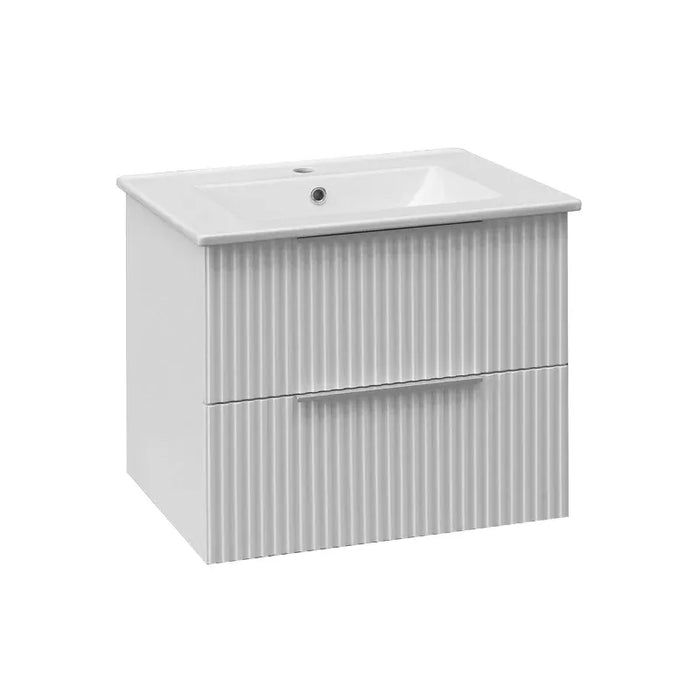500mm Matt White Wall Hung Vanity Unit with Basin and 500 x 700mm LED Mirror