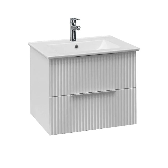 500mm Matt White Wall Hung Vanity Unit with Basin and 500 x 700mm LED Mirror