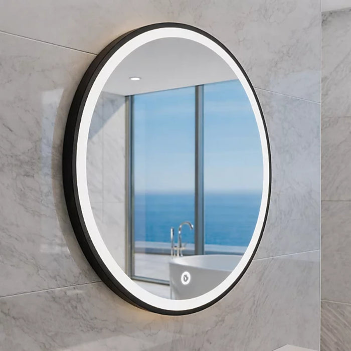 Pesaro 600mm Round Black Mirror with Touch Sensor & Demister