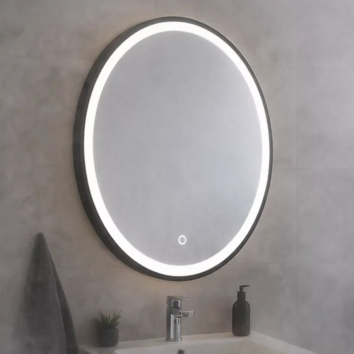 Pesaro 600mm Round Black Mirror with Touch Sensor & Demister
