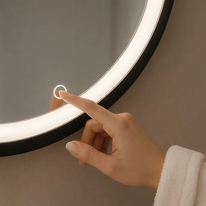 Pesaro 600mm Round Black Mirror with Touch Sensor & Demister