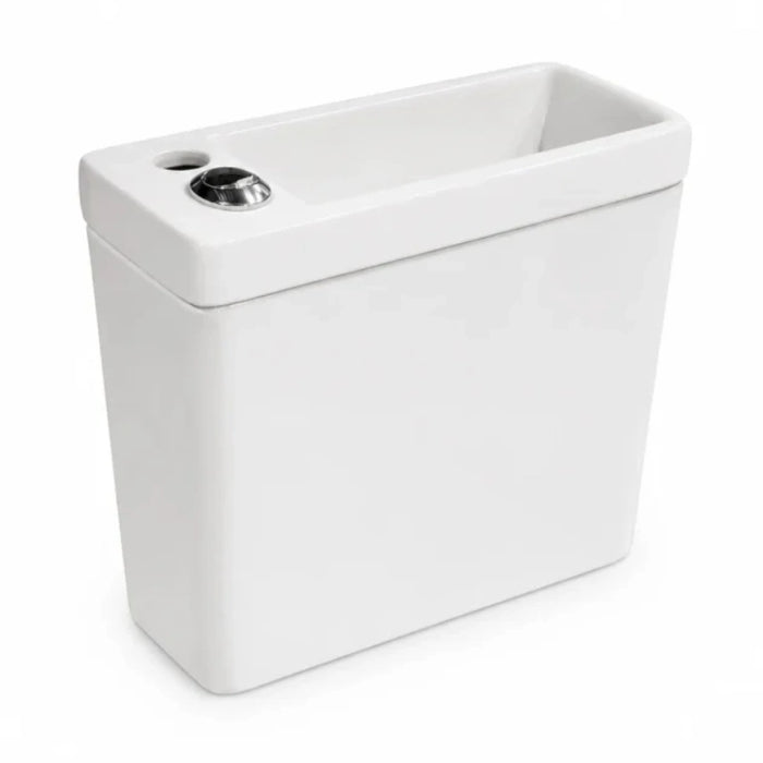 White 2-in-1 toilet and sink combo with built-in basin and tap opening