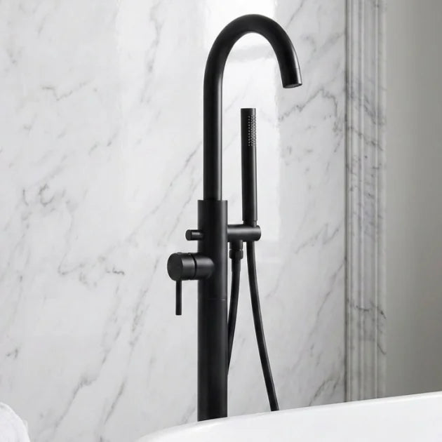 Round Freestanding Bath Tap - Black