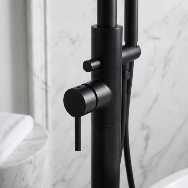 Round Freestanding Bath Tap - Black