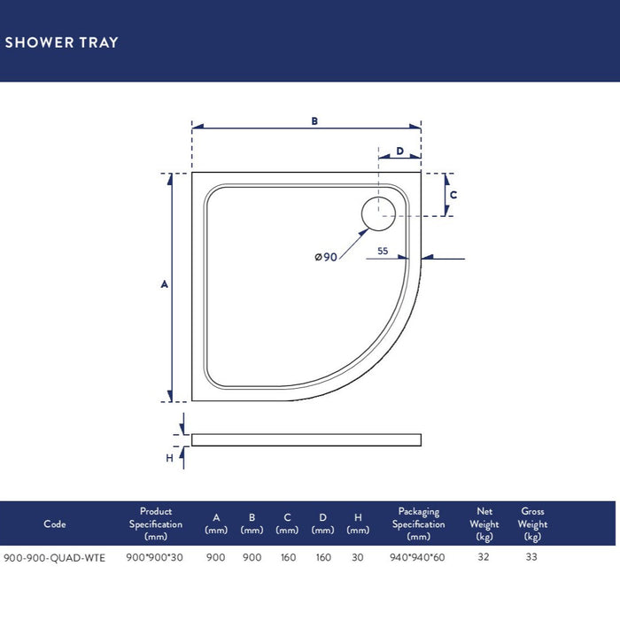 Slim Quad Shower Tray