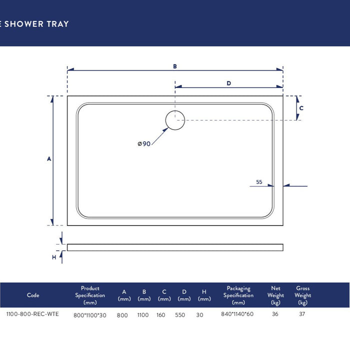 Slimline Rectangle Shower Tray
