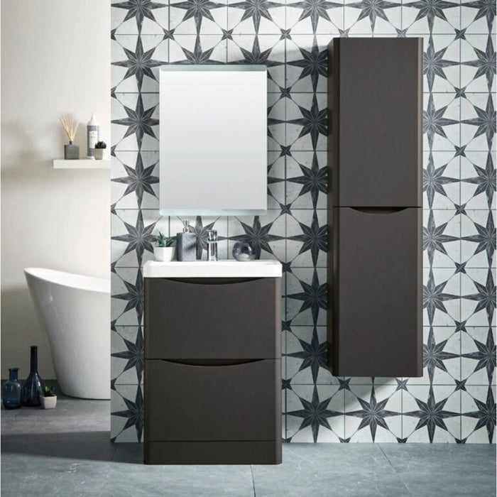 Rimini 500mm White 2 Drawer Floorstanding Vanity Unit with with Basin
