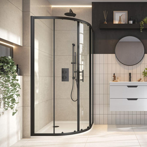 Roma Black 900mm Quadrant Shower Door.
- Bathroom Warehouse