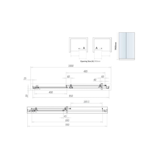 Roma Brushed Brass Sliding Shower Door 1000mm - Bathroom Warehouse