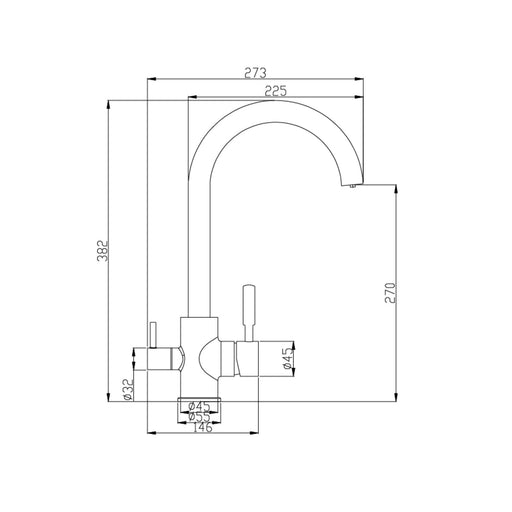 Chrome 3-in-1 Kitchen Tap Spec