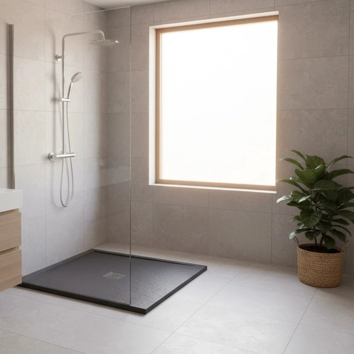 Slate Square Shower Tray 900 x 900 mm - Black