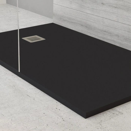 Anthracite rectangular shower tray with built-in waste drain, 1000x900mm