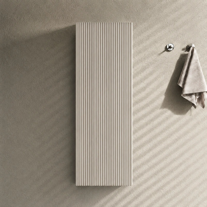 Fluted 900mm Wall Mounted Tall Storage Cabinet - Soft Coffee