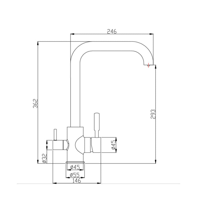 Brushed Steel Triflow tap spec