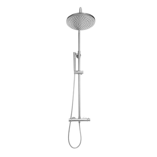 T - Bar Shower with Rail & 200mm Round Drench Head Set in Chrome - Bathroom Warehouse