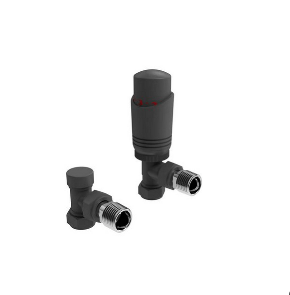 Thermostatic Radiator Valves Anthracite Angled - Bathroom Warehouse