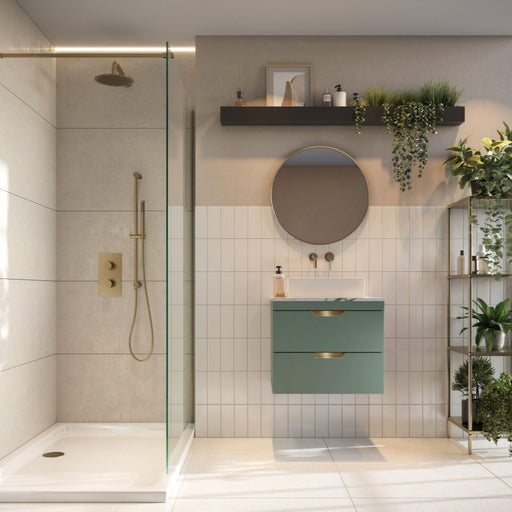 Vicenza 600mm 2 Drawer Wall Hung Unit Reed Green - Bathroom Warehouse