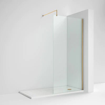 Wet Room Screen Enclosure Brushed Brass 1850mm High - Bathroom Warehouse