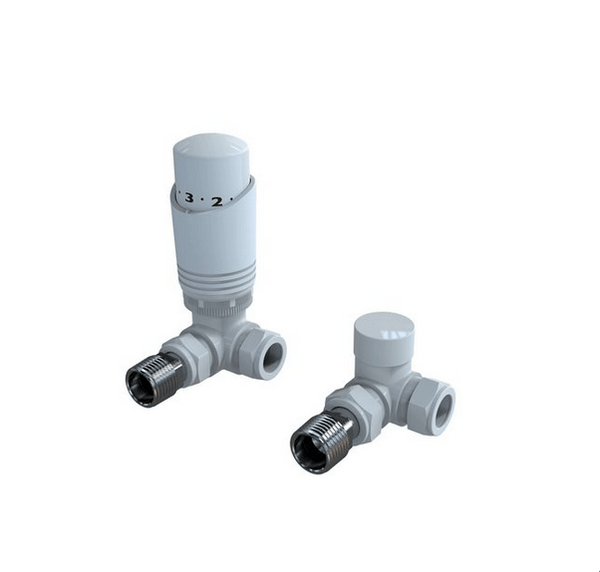 White Corner Thermostatic Radiator Valves - Bathroom Warehouse